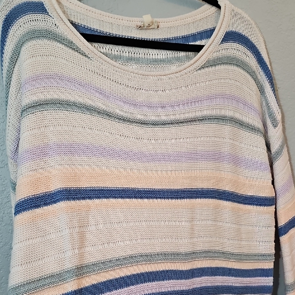 NWT Hem & Thread Pastel Striped Knit Sweater, Womens Large Oversized - Picture 4 of 7